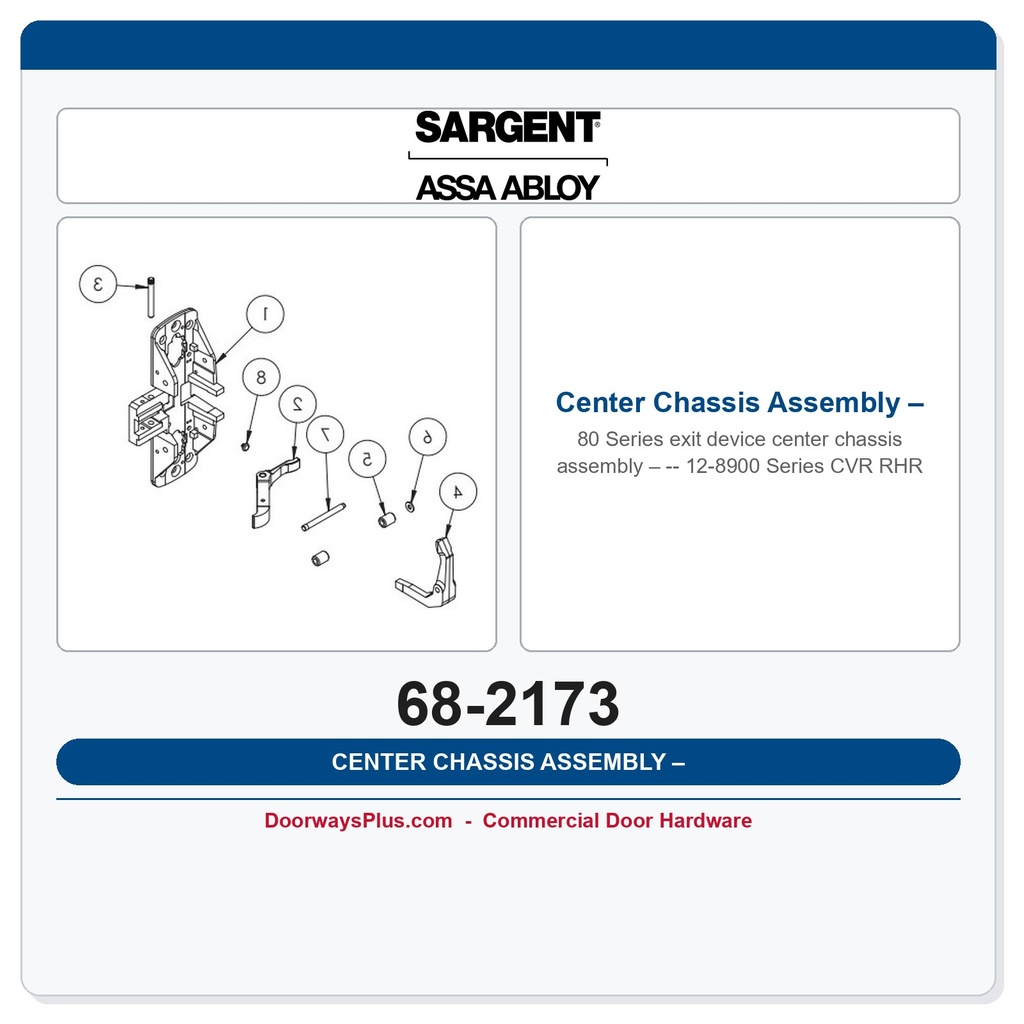 Sargent 68-2173 CVR Chassis Assembly – 12-8900 RHR